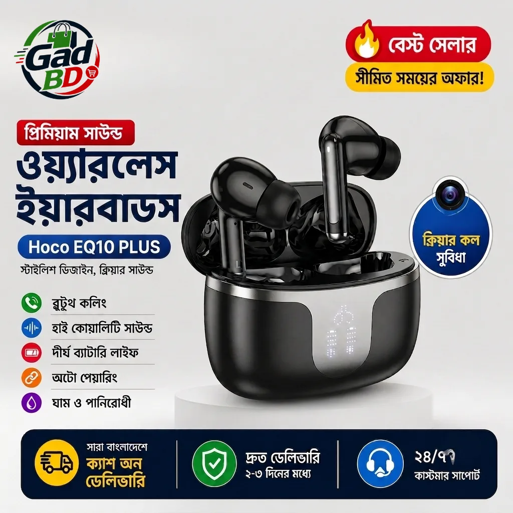 Hoco EQ10 PLUS True Wireless Bluetooth Earbuds with ENC HD Calls & Touch Control