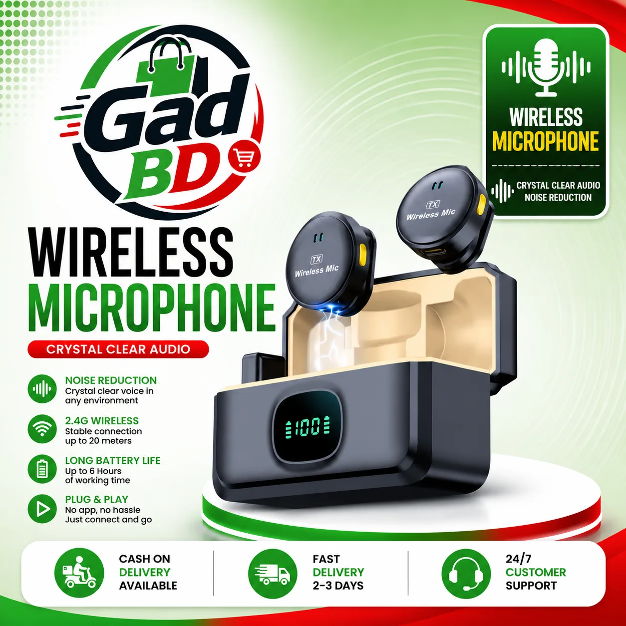 Q8 Wireless Microphone for Type-C Dual Clip-On Lavalier Mic with Noise Reduction