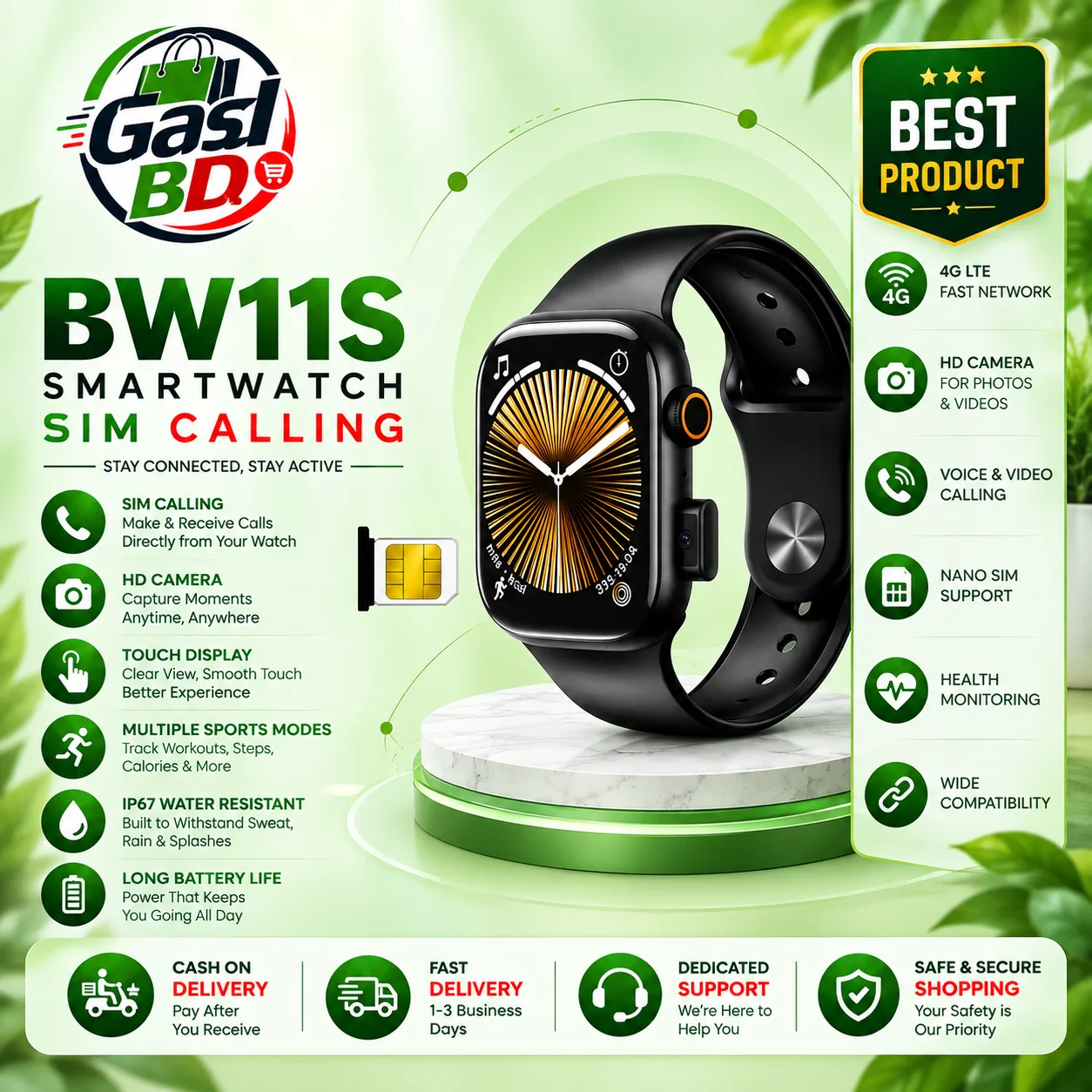 BW11S Smart Watch – Stylish Touchscreen Wearable for Everyday Use