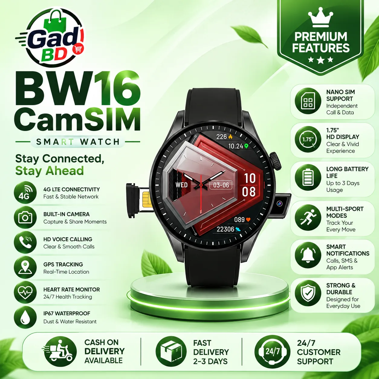 BW16 CamSim Smart Watch – Advanced Camera-Ready Wearable for Modern Users
