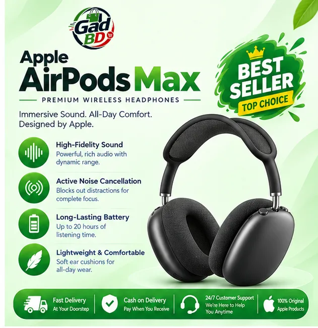 Apple Headphone Max – Premium Over-Ear Audio Experience with Active Noise Cancellation